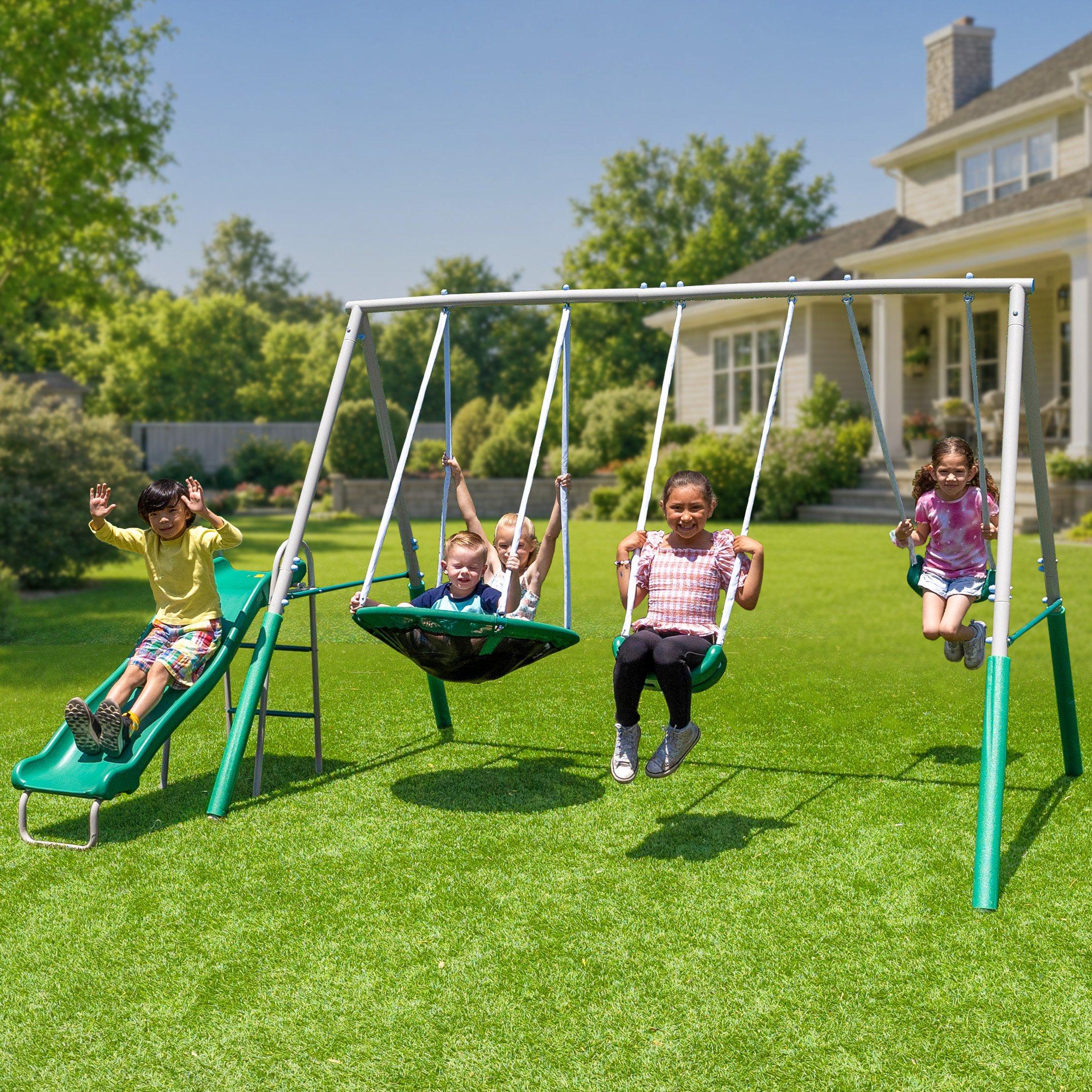 Swing Big 3枚セット The Swing Company Northridge Metal Swing Set with Saucer Swing and